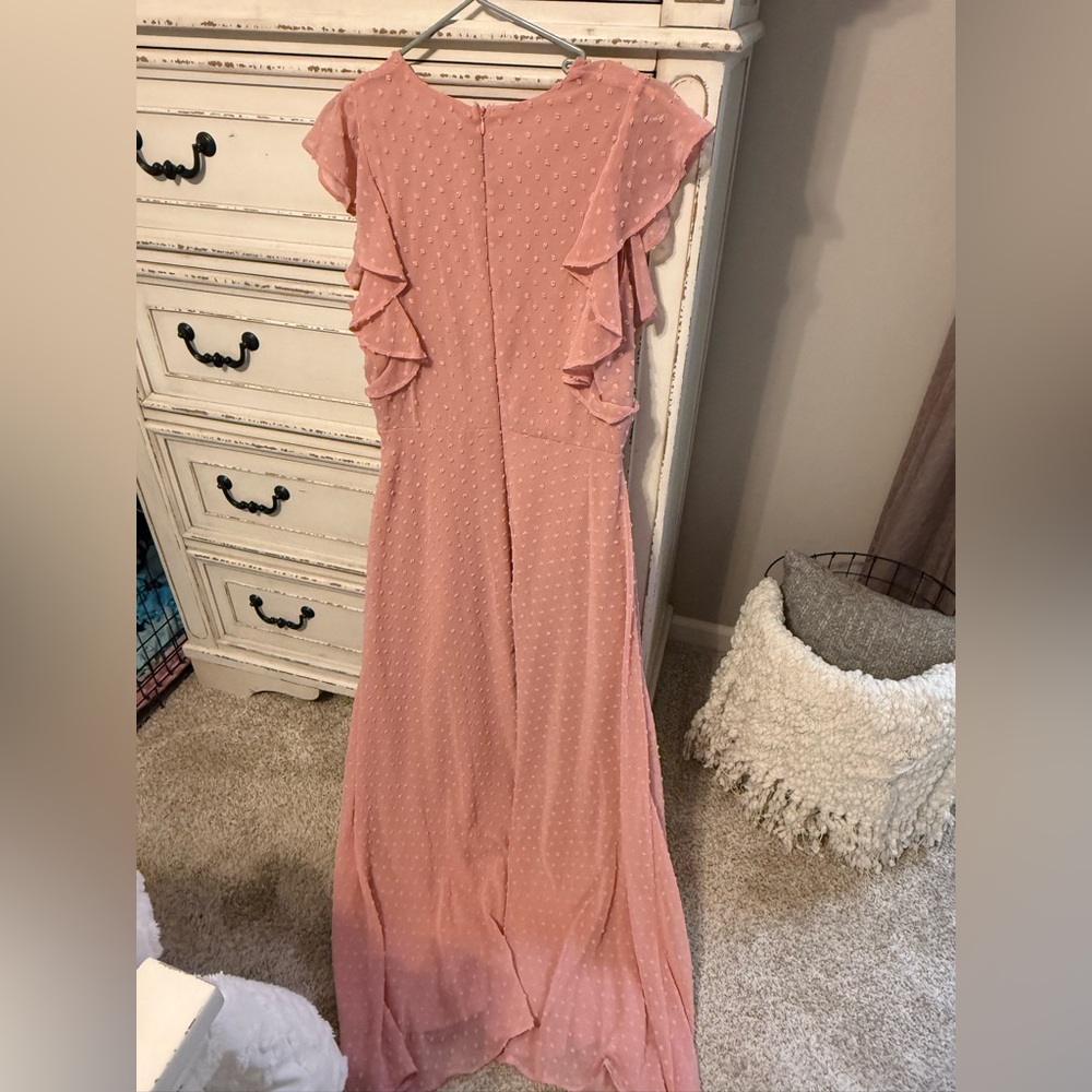 Lulu's Love Story Light Pink Swiss Dot Maxi Dress- Sz Medium Sold Out online! - Picture 6 of 10